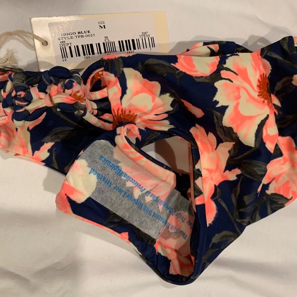 LAST ONE! Tori Praver Seafoam Floral Indigo Blue Bikini Set: Medium - Picture 10 of 11